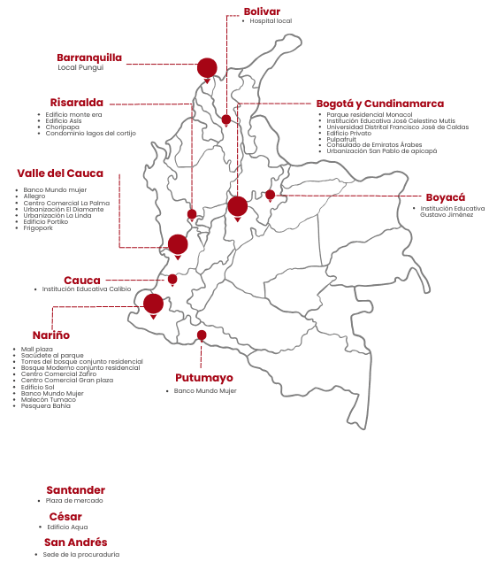Mapa de Berotec en Colombia